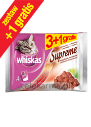 WHISKAS SUPREME • MIĘSNE SPECJAŁY• ZESTAW 4x85g • WHISKAS SUPREME • MIĘSNE SPECJAŁY• ZESTAW 4x85g •