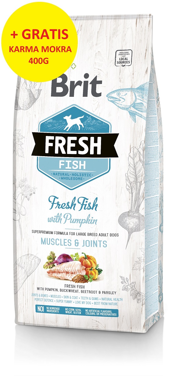 BRIT FRESH ADULT LARGE RYBA I DYNIA KARMA DLA PSA