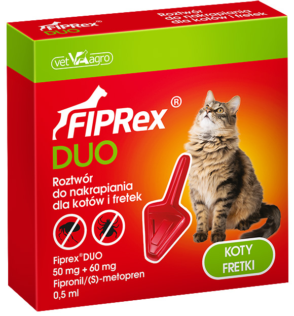 Fiprex Duo dla kotów i fretek preparat spot on na pchły i kleszcze