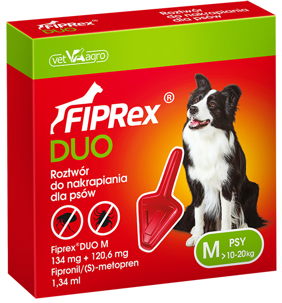 Fiprex Duo M dla psów ras średnich preparat spot on na pchły i kleszcze