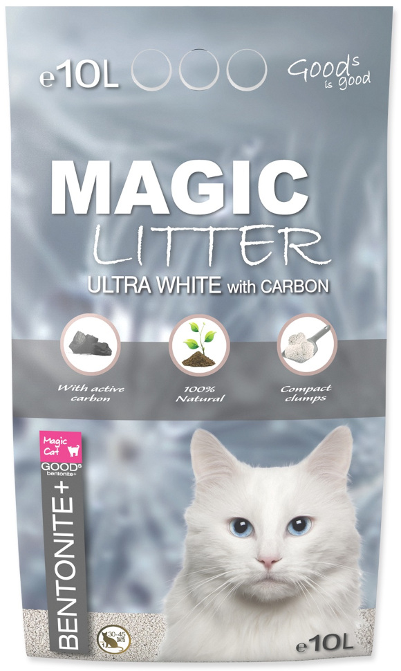 MAGIC LITTER ULTRA WHITE WITH CARBON BENTONITOWY ŻWIREK DLA KOTA bezzapachowy