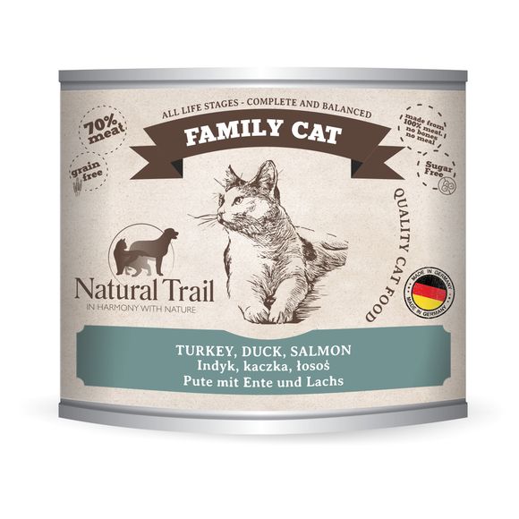 NATURAL TRAIL FAMILY CAT MOKRA KARMA DLA KOTA z indykiem kaczką i łososiem