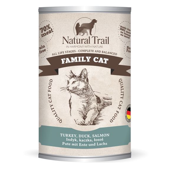 NATURAL TRAIL FAMILY CAT MOKRA KARMA DLA KOTA z indykiem kaczką i łososiem