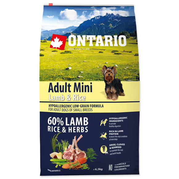 ONTARIO ADULT MINI LAMB AND RICE KARMA HYPOALERGICZNA DLA PSÓW RAS MAŁYCH