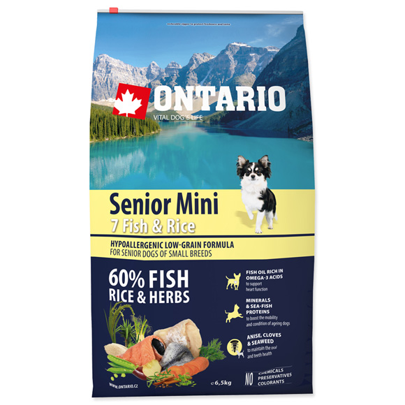 ONTARIO SENIOR MINI 7 FISH AND RICE KARMA HYPOALERGICZNA DLA PSÓW