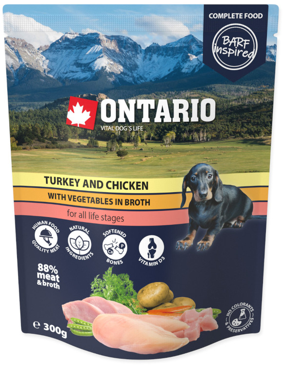 ONTARIO TURKEY AND CHICKEN Z WARZYWAMI W BULIONIE KARMA DLA PSA