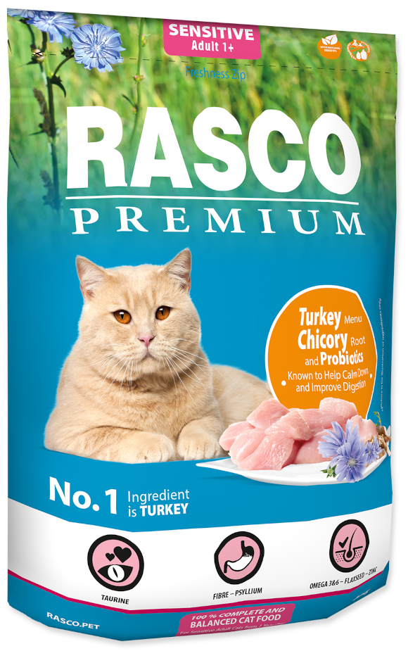 RASCO PREMIUM CAT SENSITIVE KARMA DLA KOTA - z indykiem cykorią i probiotykami