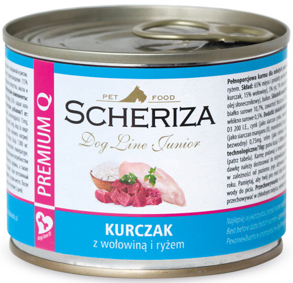 SCHERIZA JUNIOR KURCZAK Z WOŁOWINĄ I RYŻEM