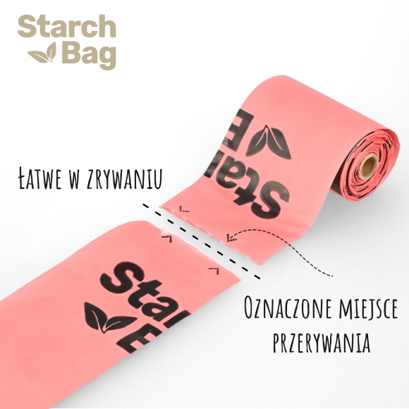 STARCHBAG BIODEGRADOWALNE WORKI NA PSIE ODCHODY różowe