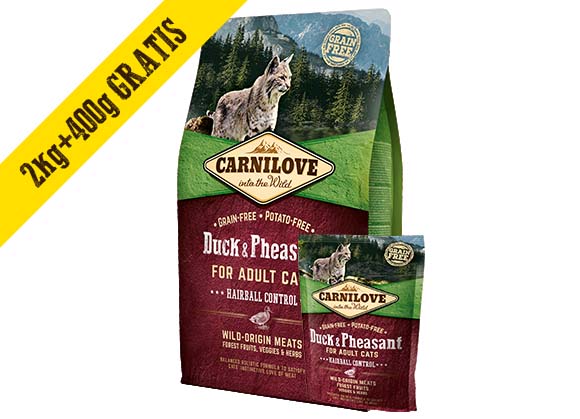 CARNILOVE CAT HAIRBALL CONTROL KACZKA I BAŻANT KARMA DLA KOTA