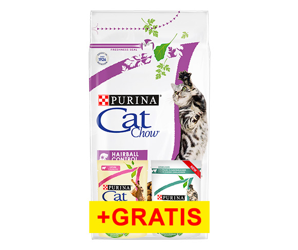 karma cat chow + 2 saszetki mokrej karmy gatis