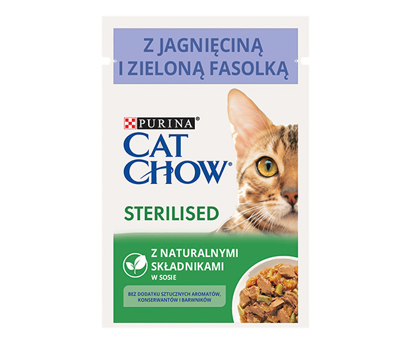 CAT CHOW STERILISED MOKRA KARMA DLA KOTA z jagnięciną i zieloną fasolką w sosie