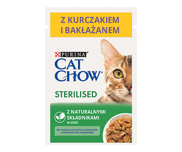 CAT CHOW STERILISED MOKRA KARMA DLA KOTA z kurczakiem i bakłażanem w sosie