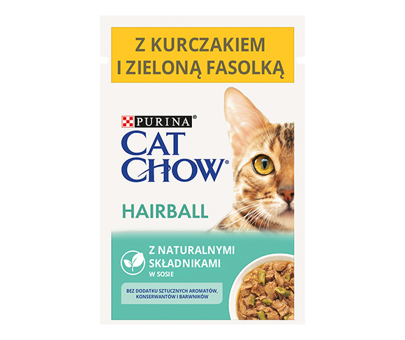CAT CHOW HAIRBALL CONTROL MOKRA KARMA DLA KOTA z kurczakiem i zieloną fasolką w sosie