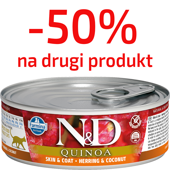 FARMINA ND QUINOA SKIN and COAT MOKRA KARMA DLA KOTA ze śledziem i kokosem