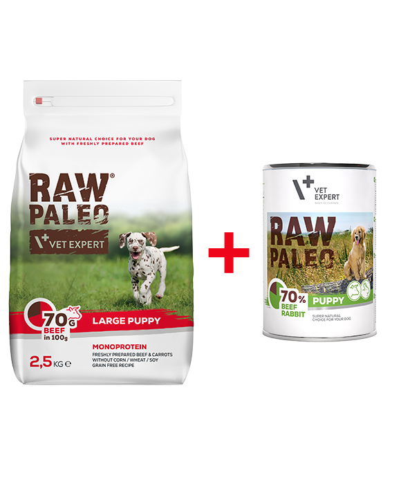VET EXPERT RAW PALEO PUPPY LARGE MONOPROTEIN KARMA DLA SZCZENIAKA wołowina