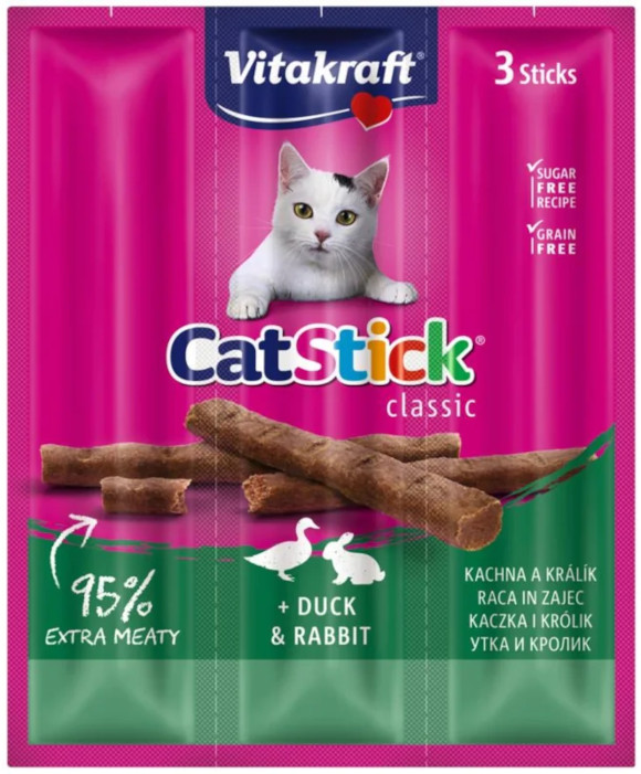 VITAKRAFT CAT STICK MINI KABANOSY DLA KOTA z kaczką i królikiem