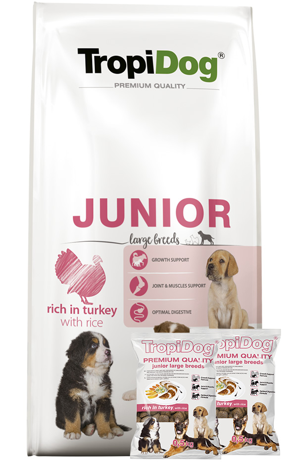TROPIDOG PREMIUM JUNIOR LARGE INDYK I RYŻ