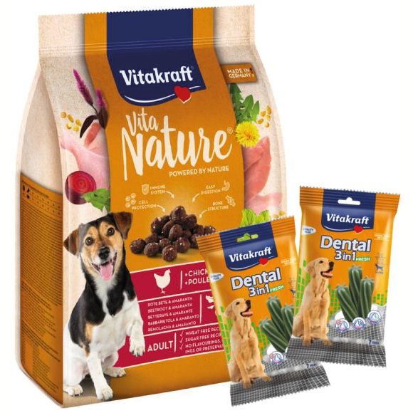 VITAKRAFT VITA NATURE KARMA DLA PSA z kurczakiem, burakiem i amarantem + 2 przysmaki gratis