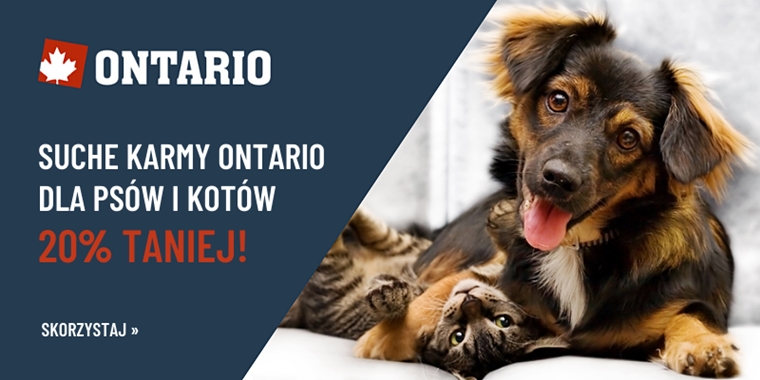 Suche karmy Ontario dla psów i kotów 20% taniej