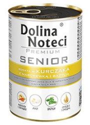 DOLINA NOTECI PREMIUM SENIOR BOGATA W KURCZAKA Z MARCHEWKĄ I BAZYLIĄ puszka dla psa