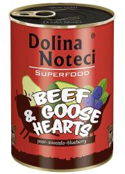 DOLINA NOTECI SUPERFOOD WOŁOWINA I SERCA GĘSI puszka dla psa