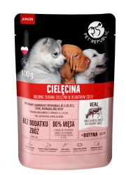 PET REPUBLIC JUNIOR MOKRA KARMA DLA SZCZENIAKA z siekaną cielęciną