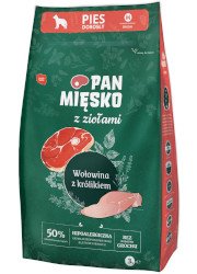 PAN MIĘSKO SUCHA KARMA DLA PSA M z ziołami wołowina z królikiem