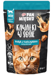 PAN MIĘSKO MOKRA KARMA DLA KOTA kawałki indyka z tuńczykiem w sosie