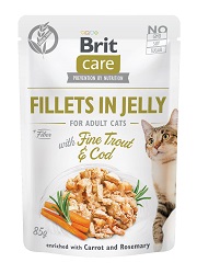 BRIT CARE CAT SASZETKI DLA KOTA filety z pstrągiem i dorszem w galaretce