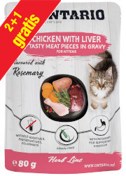 ONTARIO HERB LINE KARMA DLA KOCIĄT z kurczakiem, watróbką, batatami, ryżem i rozmarynem