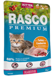 RASCO PREMIUM KITTEN KARMA DLA KOCIĄT - indyk i żurawina fileciki w sosie