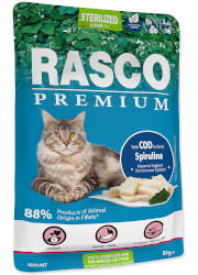 RASCO PREMIUM STERILISED KARMA DLA KOTA - dorsz i spirulina fileciki w sosie