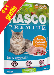 RASCO PREMIUM STERILISED KARMA DLA KOTA - indyk i żurawina fileciki w sosie