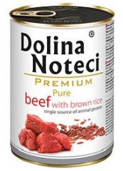 DOLINA NOTECI PREMIUM PURE BOGATA W WOŁOWINĘ Z BRĄZOWYM RYŻEM puszka dla psa