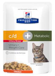 HILLS PRESCRIPTION DIET FELINE C/D URINARY STRESS + METABOLIC MOKRA KARMA DLA KOTA z kurczakiem w sosie