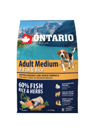 ONTARIO ADULT MEDIUM 7 FISH AND RICE KARMA HYPOALERGICZNA DLA PSÓW RAS ŚREDNICH