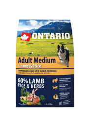 ONTARIO ADULT MEDIUM LAMB AND RICE KARMA HYPOALERGICZNA DLA PSÓW RAS ŚREDNICH