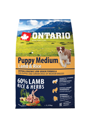 ONTARIO PUPPY MEDIUM LAMB AND RICE KARMA HYPOALERGICZNA DLA SZCZENIĄT RAS ŚREDNICH