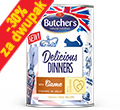 BUTCHERS DELICIOUS DINNERS KAWAŁKI Z DZICZYZNĄ W GALARETCE KARMA DLA KOTA 2x400g